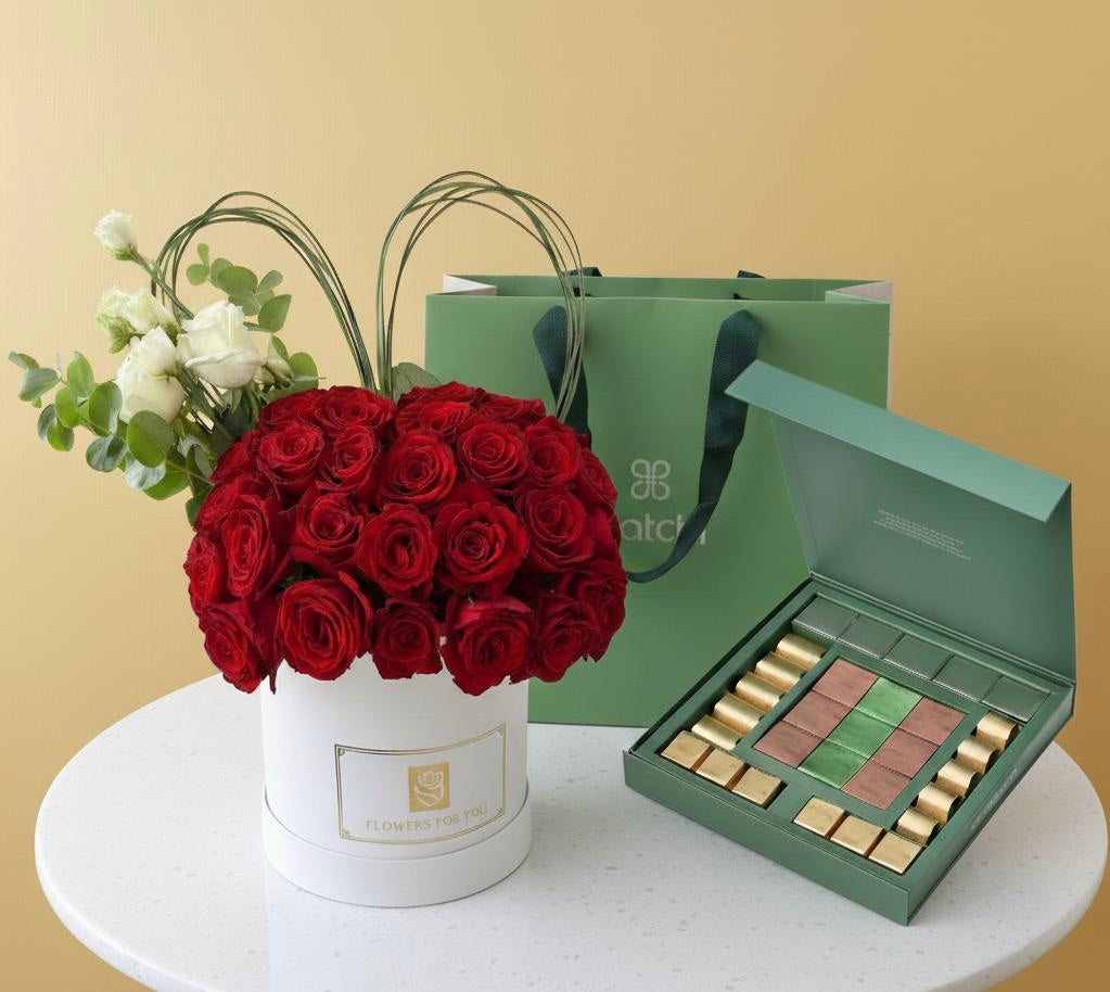 باقة للحب عنوان مع شوكولاتة باتشي لي شوكو نوا