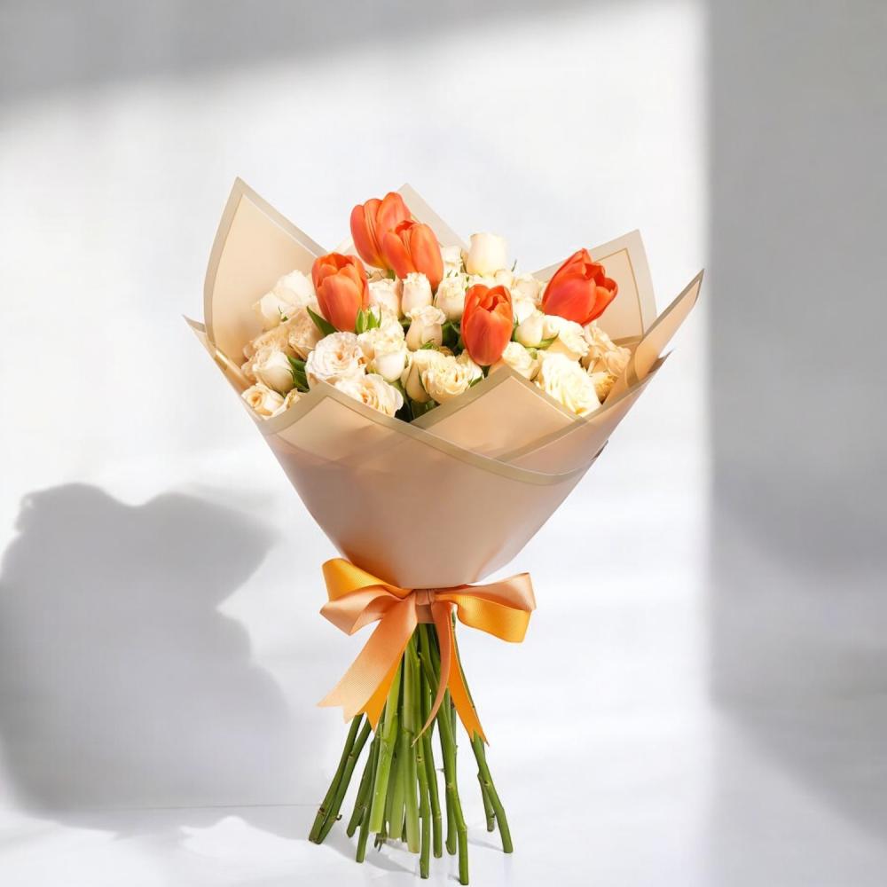 باقة ورد توليب وجوري Flowery فلاوري.