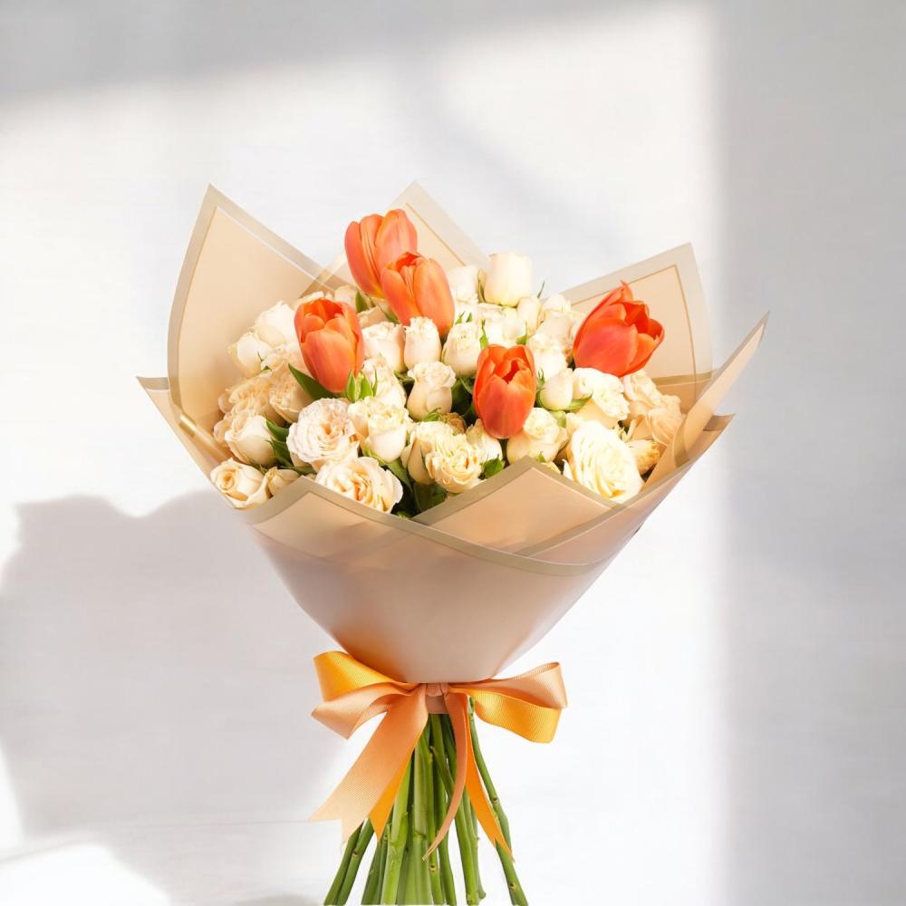 باقة ورد توليب وجوري Flowery فلاوري.