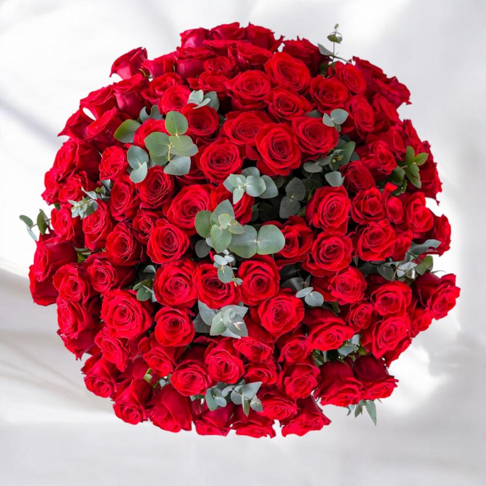 مزهرية الجوري الاحمر | 100 ورده Flowery فلاوري.