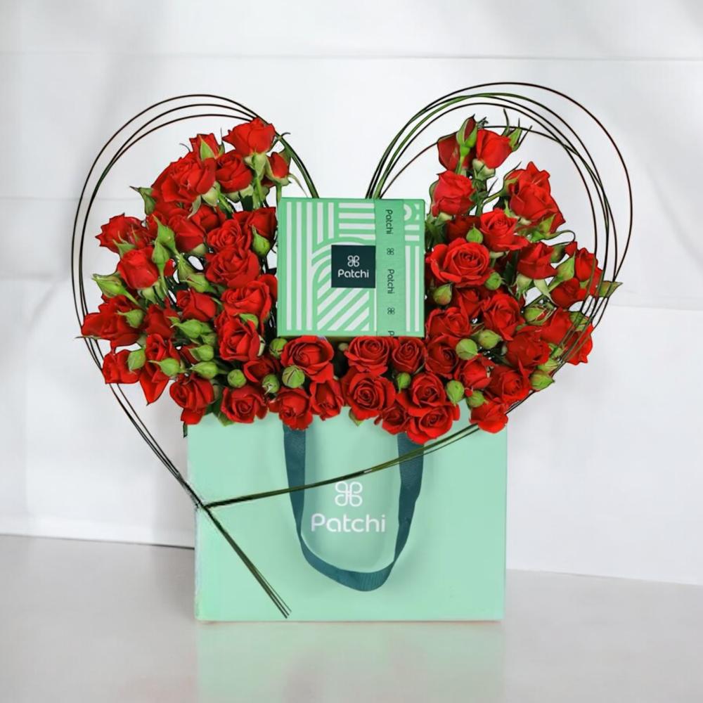 باقة ورد باتشي قلب الحب هدية رومانسية فاخرة Flowery فلاوري.