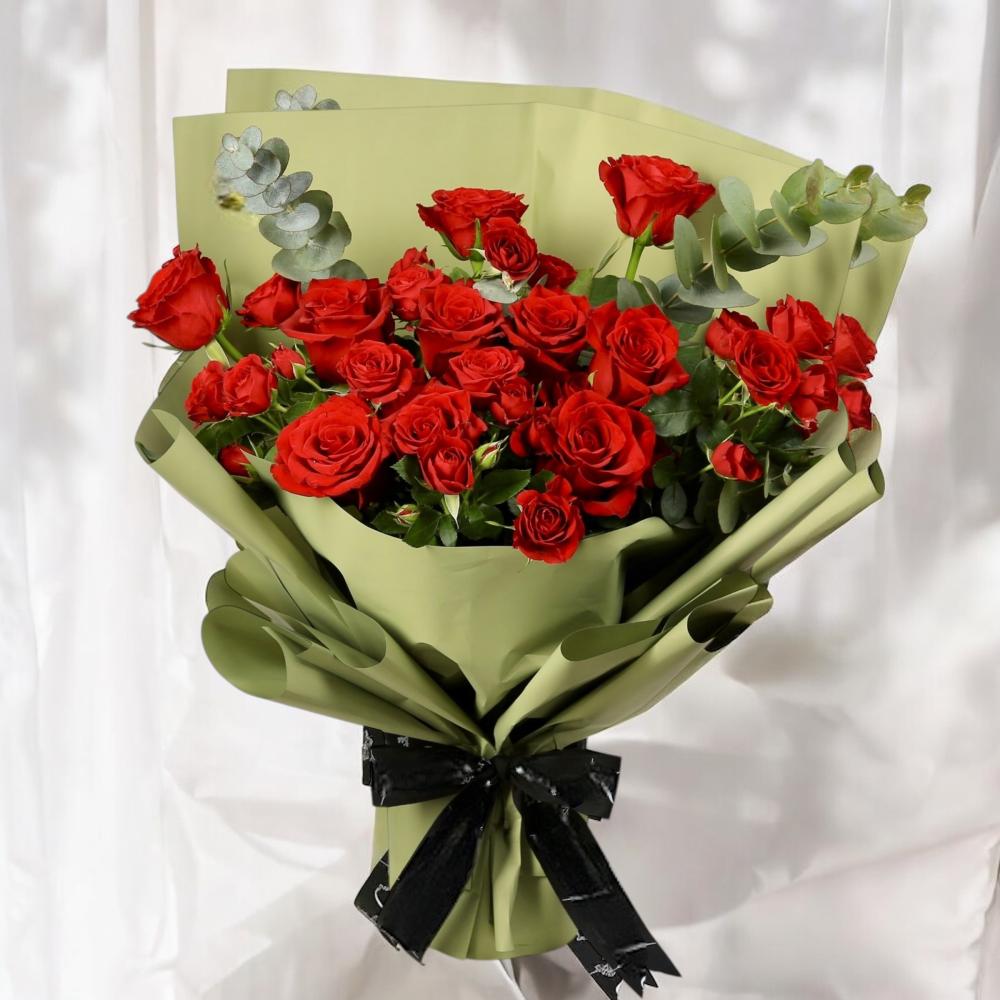 باقة الشفق جوري احمر Flowery فلاوري.