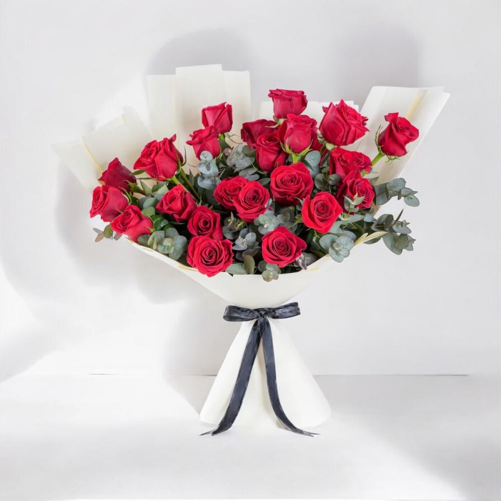 باقة جوري احمراء خلابة | 25 جوري Flowery فلاوري.