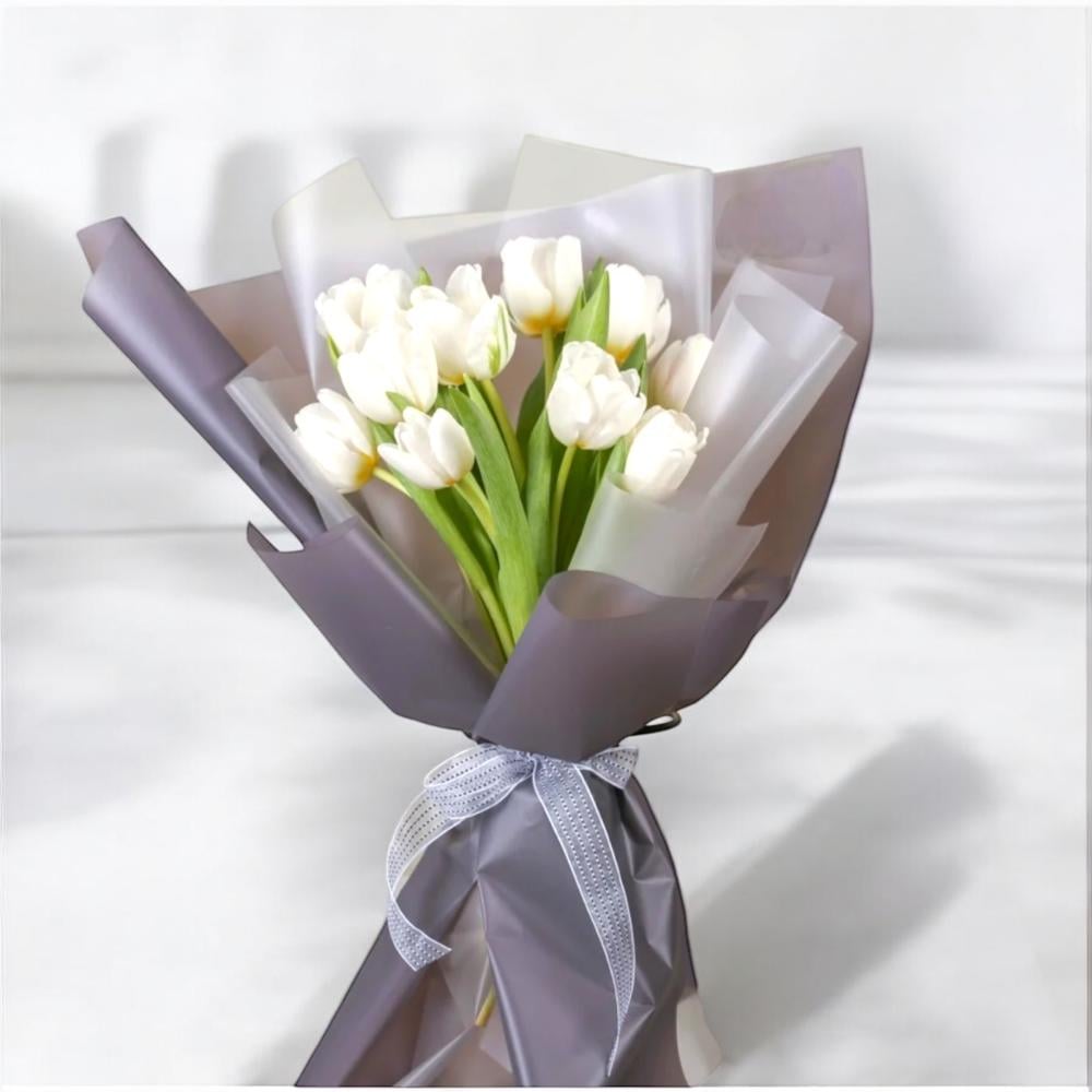 بوكيه توليب ابيض Flowery فلاوري.