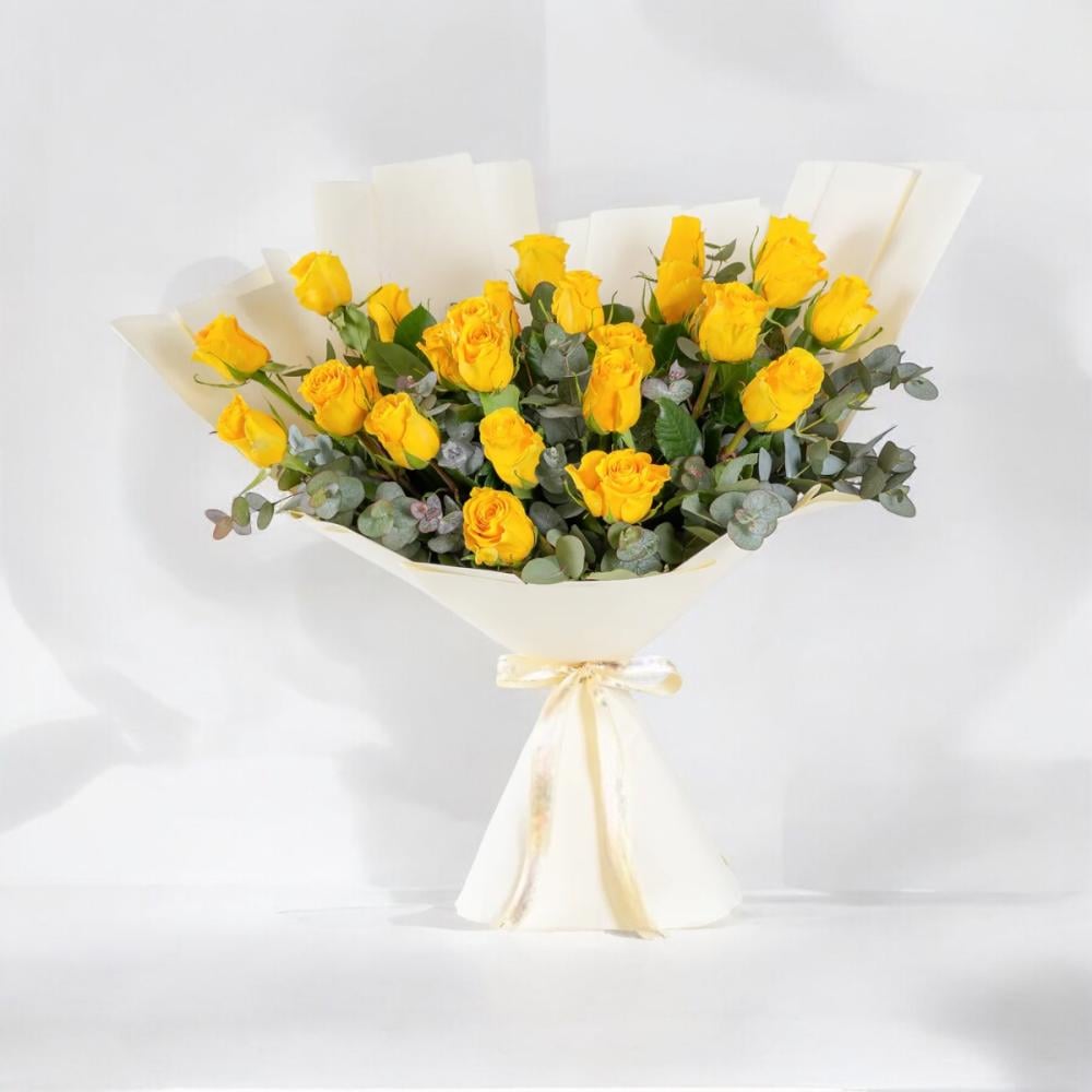 باقة جوري اصفر خلابة | 22 جوري Flowery فلاوري.