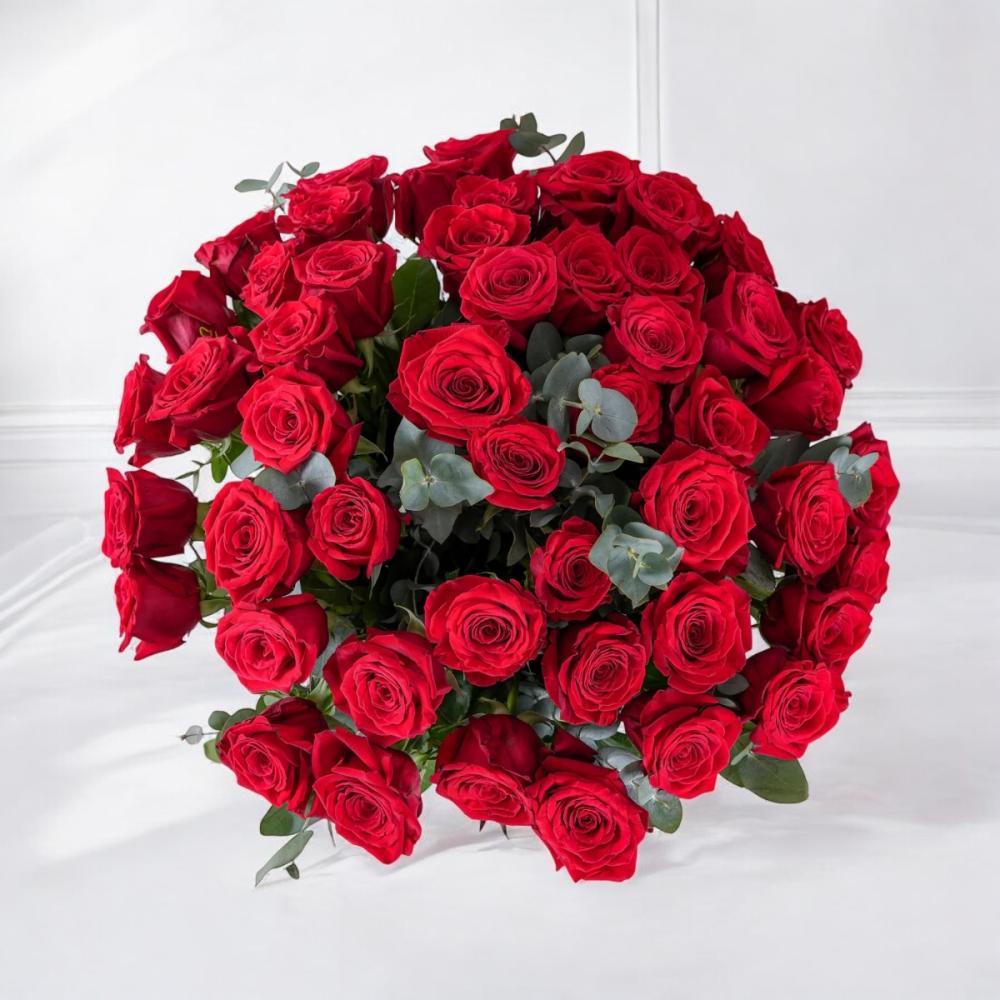 مزهرية الجوري الاحمر |50 ورده Flowery فلاوري.