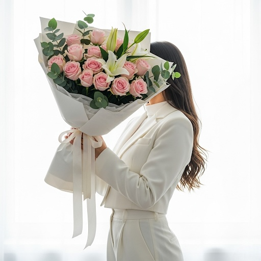 باقة الرومانسية الملكية - ورد وليليوم Flowery فلاوري.