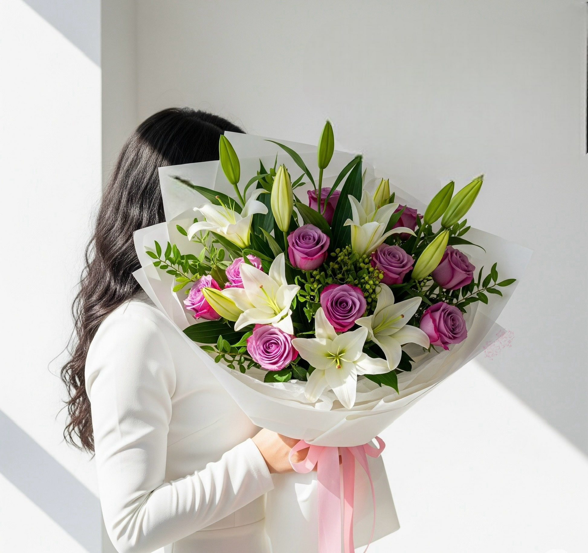 باقة الأناقة الملكية - ليليوم وورد بنفسجي Flowery فلاوري.