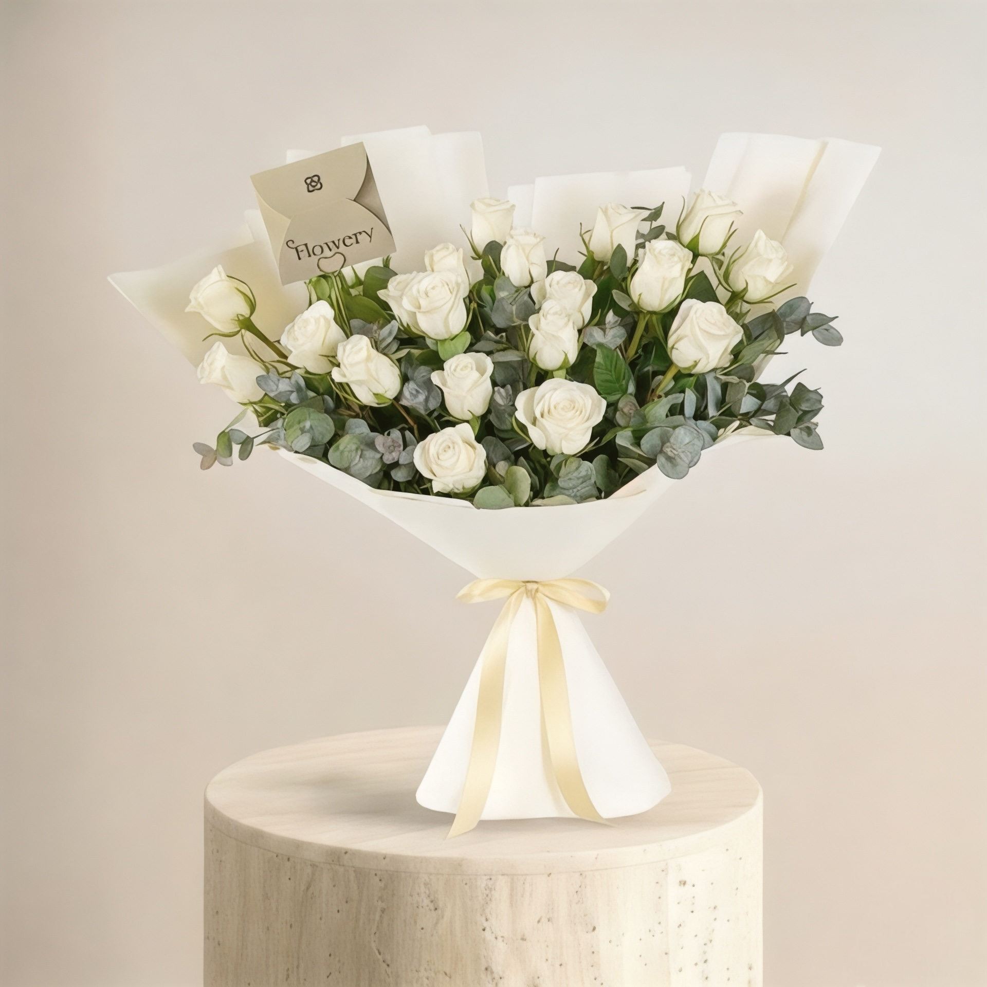 Stunning white rose bouquet | 25 roses