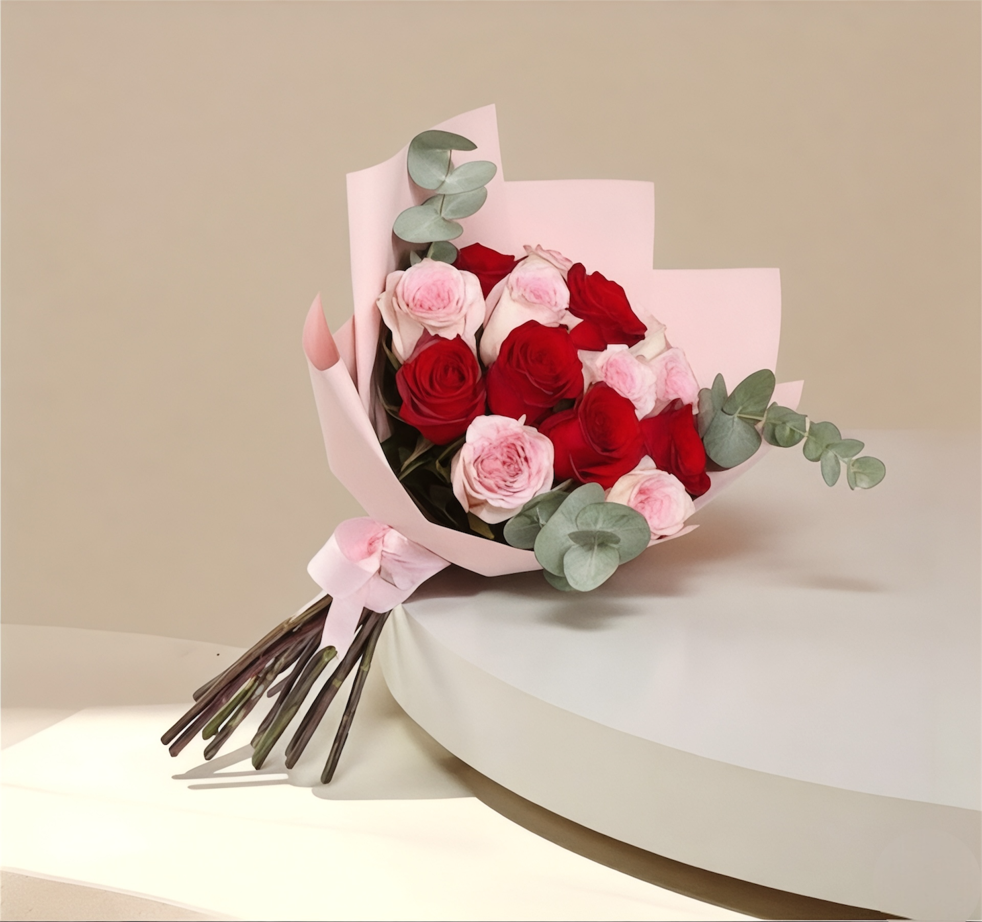 Mauve and pink rose bouquet