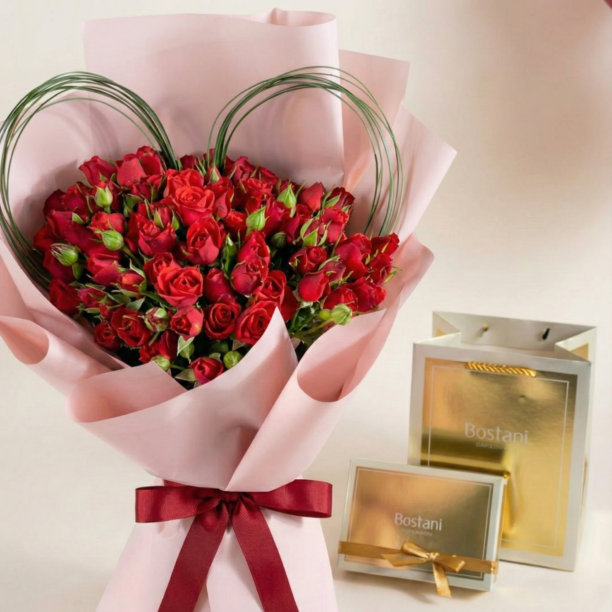 A bouquet of red roses